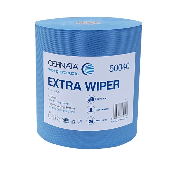 CERNATA Extra Wiper Roll 500 Sheets 3 Ply Blue